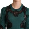 Dolce & Gabbana Elegant Green Pullover with Black Lace Detail - Image 4