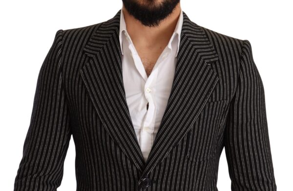 Dolce & Gabbana Elegant Black Striped Virgin Wool Blazer - Image 4
