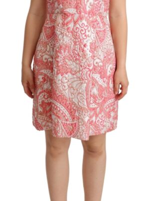 Dolce & Gabbana Elegant Pink Jacquard Floral Sheath Dress