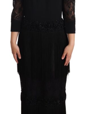 Dolce & Gabbana Elegant Lace Midi Dress in Black