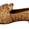Dolce & Gabbana Elegant Gold Sequin Crystal Flats - Image 2