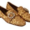 Dolce & Gabbana Elegant Gold Sequin Crystal Flats - Image 6
