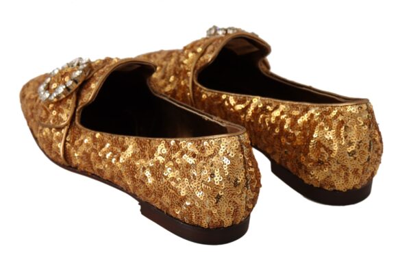Dolce & Gabbana Elegant Gold Sequin Crystal Flats - Image 7