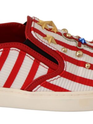 Dolce & Gabbana Stripe Print Studded Loafers