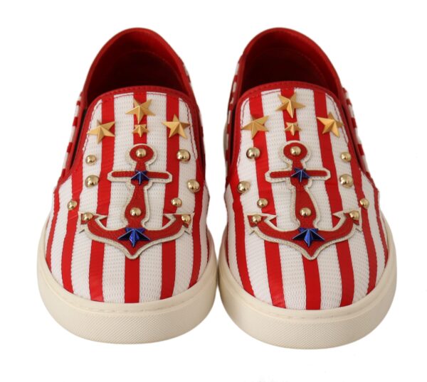 Dolce & Gabbana Stripe Print Studded Loafers - Image 5