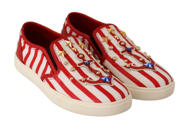 Dolce & Gabbana Stripe Print Studded Loafers - Image 6