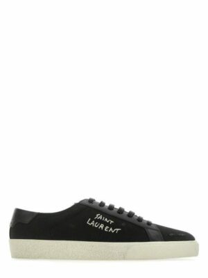 Saint Laurent Sleek Black Canvas & Leather Low-Top Sneakers