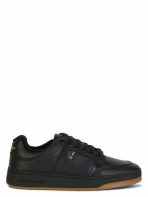 Saint Laurent Elegant Black Low-Top Leather Sneakers