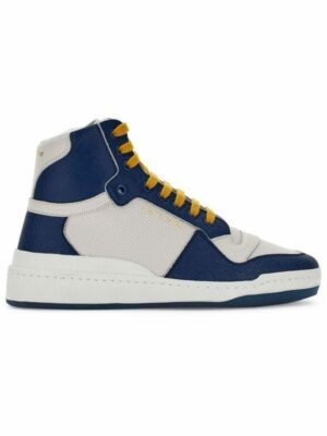 Saint Laurent Elevate Your Style with Mid-Top Blue Luxury Sneakers