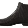 Dolce & Gabbana Elegant Black Leather Lizard Skin Derby Boots - Image 5