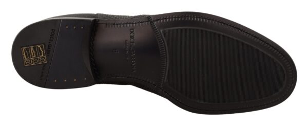 Dolce & Gabbana Elegant Black Leather Lizard Skin Derby Boots - Image 6