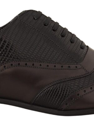 Dolce & Gabbana Elegant Brown Lizard Leather Oxford Shoes
