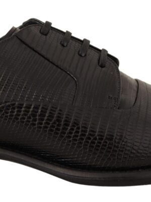 Dolce & Gabbana Elegant Black Lizard Skin Derby Shoes