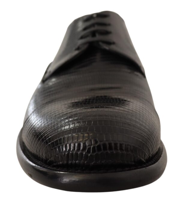 Dolce & Gabbana Elegant Black Lizard Skin Derby Shoes - Image 6