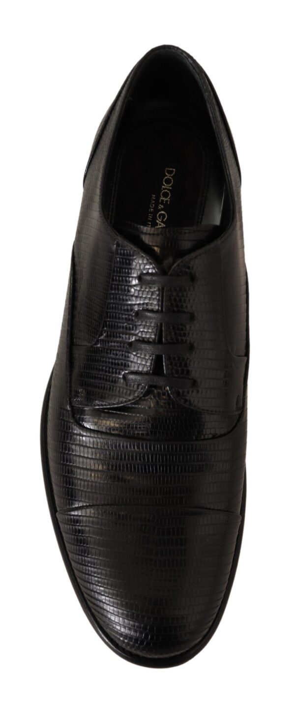 Dolce & Gabbana Elegant Black Lizard Skin Derby Shoes - Image 7