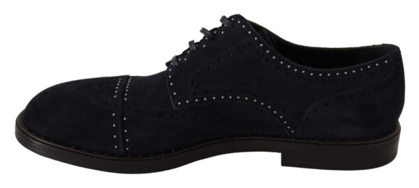 Dolce & Gabbana Elegant Suede Derby Shoes with Silver Studs - Image 2