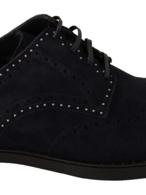 Dolce & Gabbana Elegant Suede Derby Shoes with Silver Studs