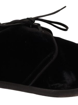 Dolce & Gabbana Elegant Black Velvet Derby Shoes