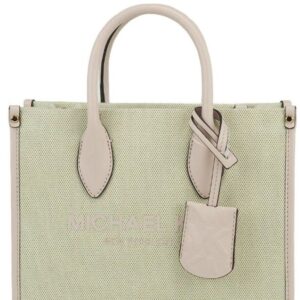 Michael Kors Mirella Small Powder Blush Canvas Shopper Crossbody Handbag Purse