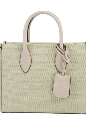 Michael Kors Mirella Small Powder Blush Canvas Shopper Crossbody Handbag Purse