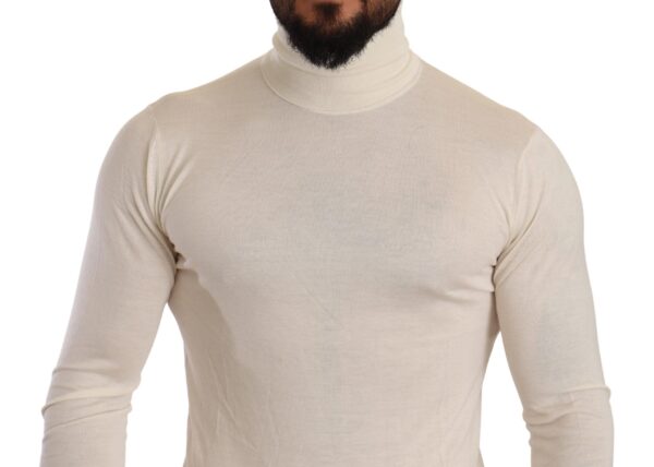 Dolce & Gabbana Ivory Cashmere-Silk Blend Turtleneck Sweater - Image 4