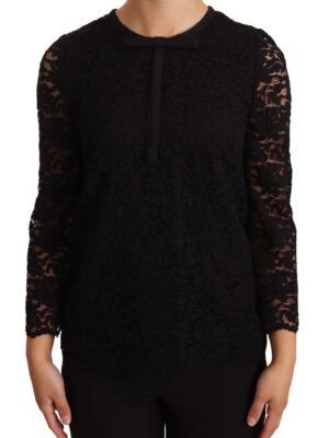 Dolce & Gabbana Elegant Black Floral Lace Long Sleeve Top