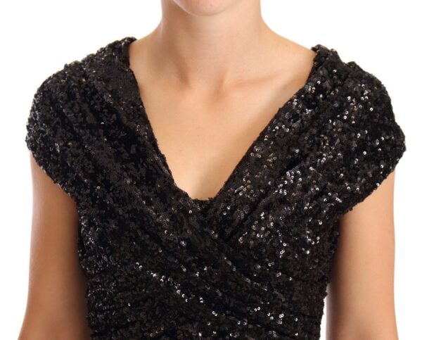Dolce & Gabbana Elegant Black Sequined Open Shoulder Gown - Image 2