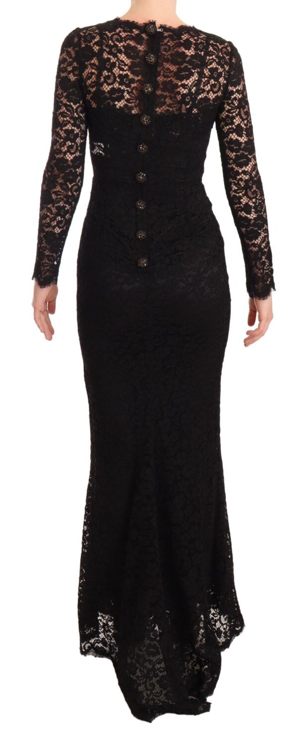 Dolce & Gabbana Elegant Laminated Lace Mermaid Dress - Image 4