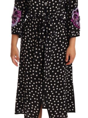 Dolce & Gabbana Elegant Silk Polka Dot Sequin Midi Dress