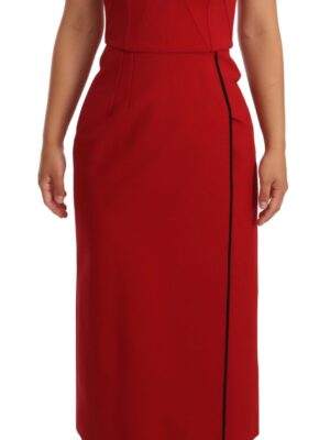 Dolce & Gabbana Elegant Sweetheart Midi Dress in Red