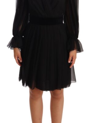 Dolce & Gabbana Elegant V-Neck Silk Blend Mini Dress