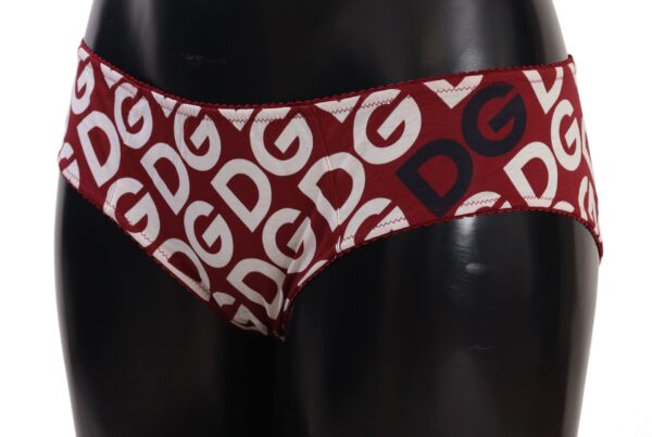 Dolce & Gabbana Chic Maroon White Logo Swim Bottoms - Image 2