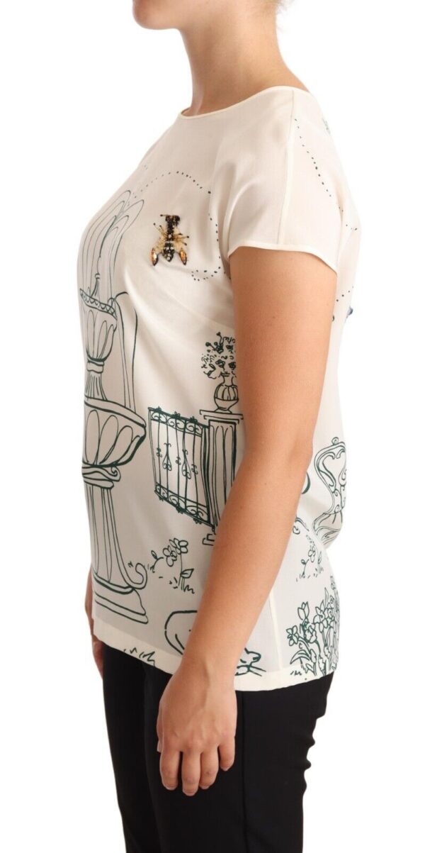 Dolce & Gabbana Elegant Silk Botanical Garden Fountain Tee - Image 2