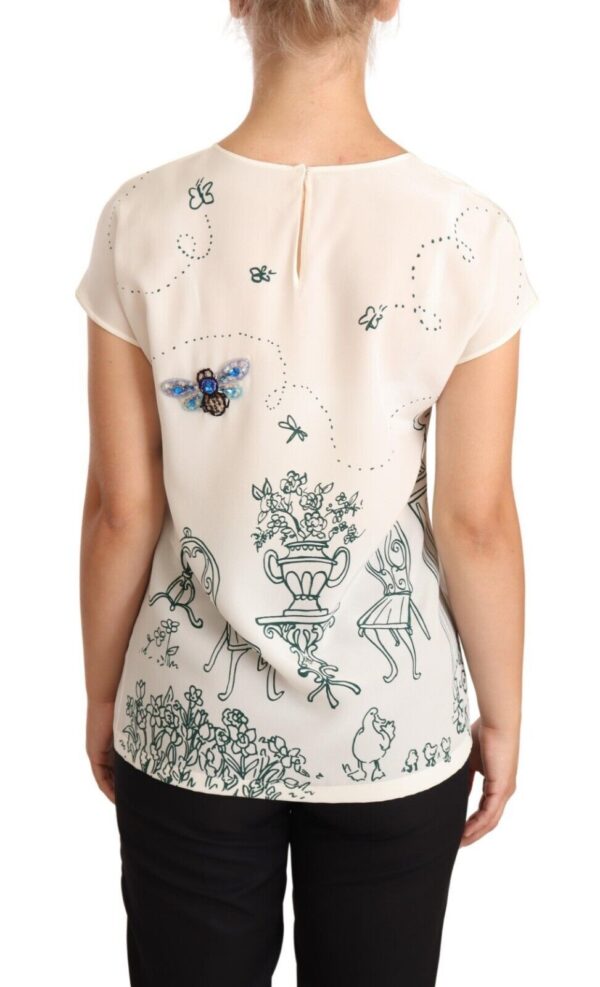 Dolce & Gabbana Elegant Silk Botanical Garden Fountain Tee - Image 3