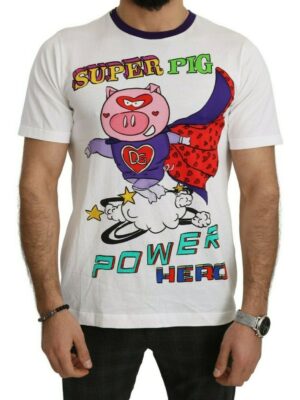 Dolce & Gabbana Chic White Cotton Pig Motif Tee