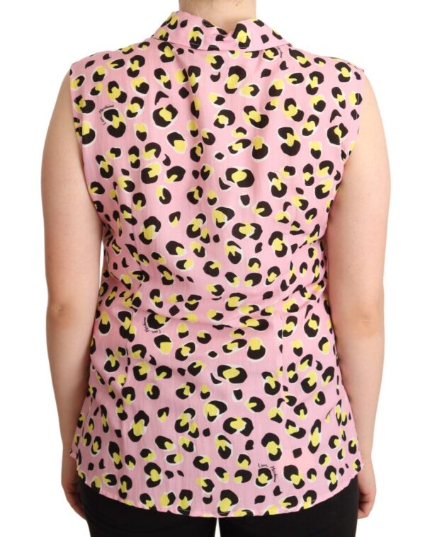 Love Moschino Sleeveless Leopard Print Polo Top - Image 4