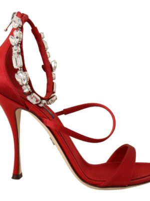 Dolce & Gabbana Red Crystal-Embellished Heel Sandals