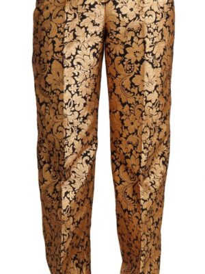 Dolce & Gabbana Elegant Floral Jacquard High Waist Trousers