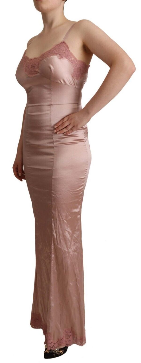 Dolce & Gabbana Elegant Pink Lace Maxi Bodycon Dress - Image 2