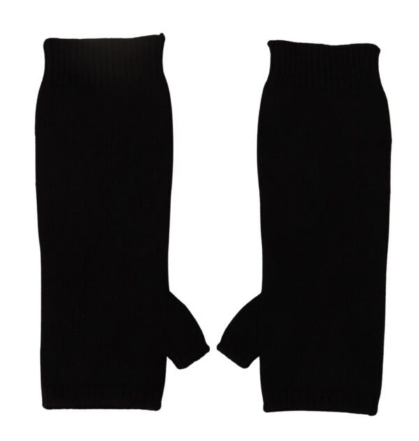 Dolce & Gabbana Elegant Black Cashmere Fingerless Gloves - Image 4