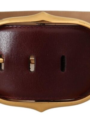 Dolce & Gabbana Elegant Brown Leather Belt with Gold Oval Buckle