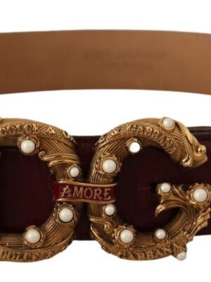 Dolce & Gabbana Elegant Bordeaux Leather Amore Belt