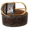 Dolce & Gabbana Elegant Brown Leather Belt with Gold Buckle - Image 2