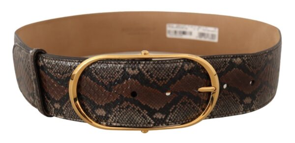 Dolce & Gabbana Elegant Brown Leather Belt with Gold Buckle - Image 4