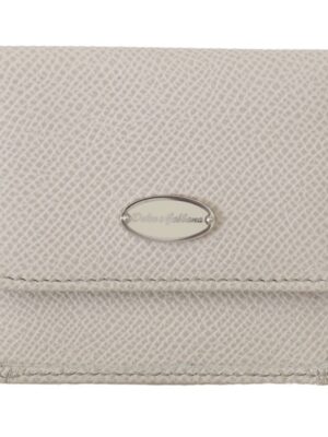 Dolce & Gabbana Chic White Leather Condom Case Wallet