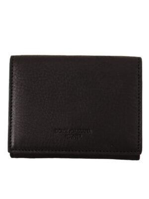 Dolce & Gabbana Elegant Black Leather Trifold Multi Kit