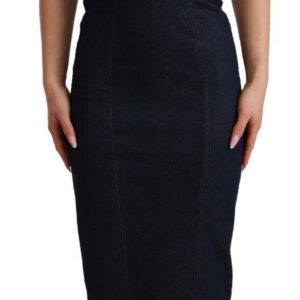 Dolce & Gabbana Elegant Dark Blue Denim Sheath Midi Dress