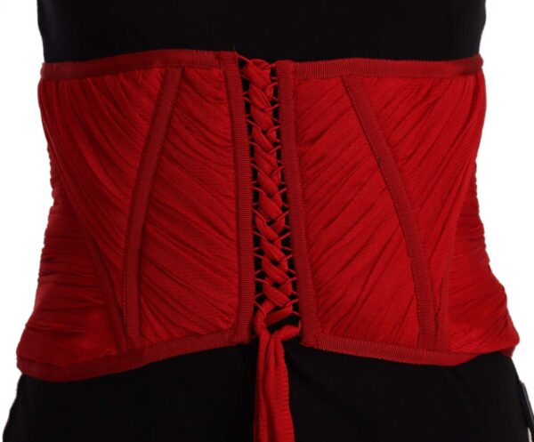 Dolce & Gabbana Elegant Red Silk Corset Belt Top - Image 4