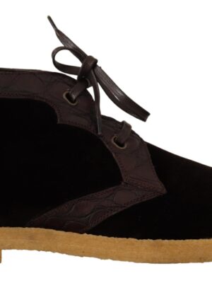 Dolce & Gabbana Exotic Caiman Leather Ankle Boots in Brown