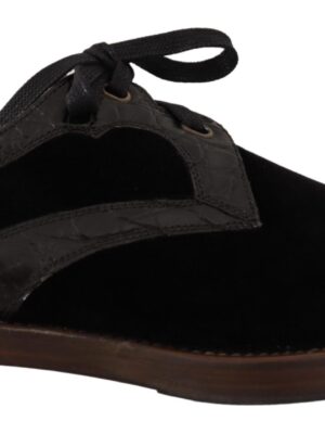 Dolce & Gabbana Elegant Black Velvet & Exotic Leather Dress Shoes